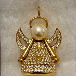 Gold Angel Pendant with Crystals